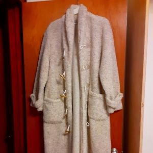 Coldwater Creek faux lambs wool duster. With side slits and deep pockets.